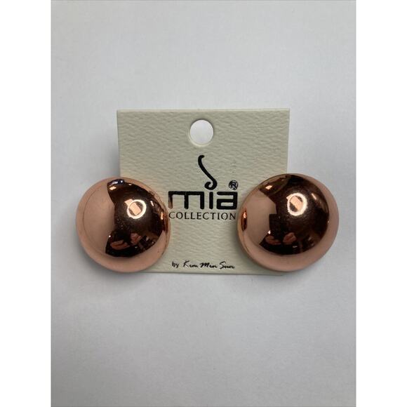 Mia Collection Copper Color Classic Round Earrings Post Back 1 1/8 in diameter - Picture 4 of 4